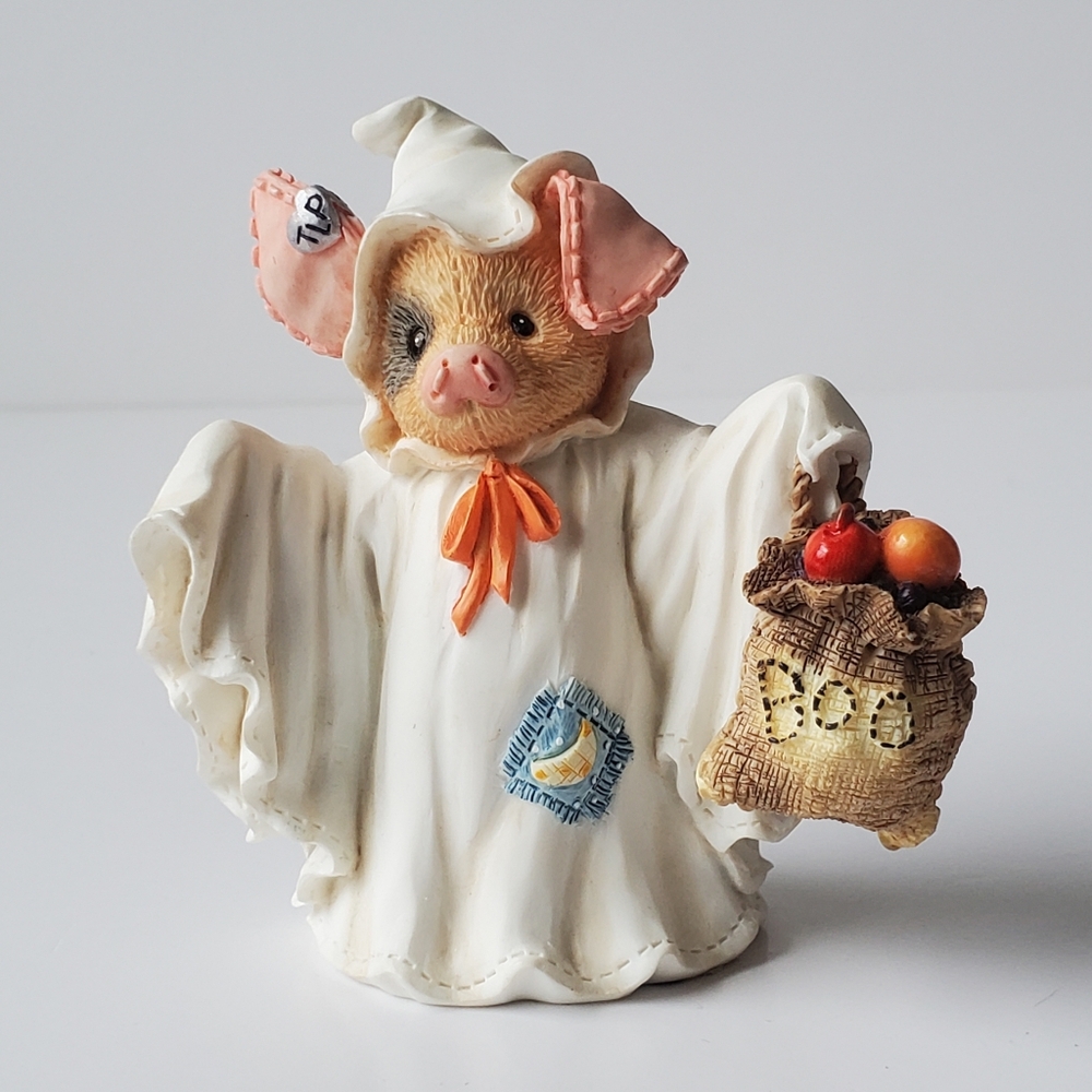 VTG 1995 Enesco This Little Piggy "Squeal with Fright" Halloween Ghost Figurine